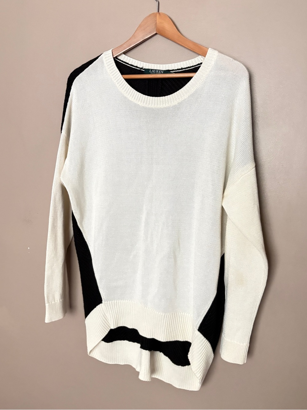 Lauren Ralph Lauren Jilaine oversized tunic Colorblock sweater oversized M EUC